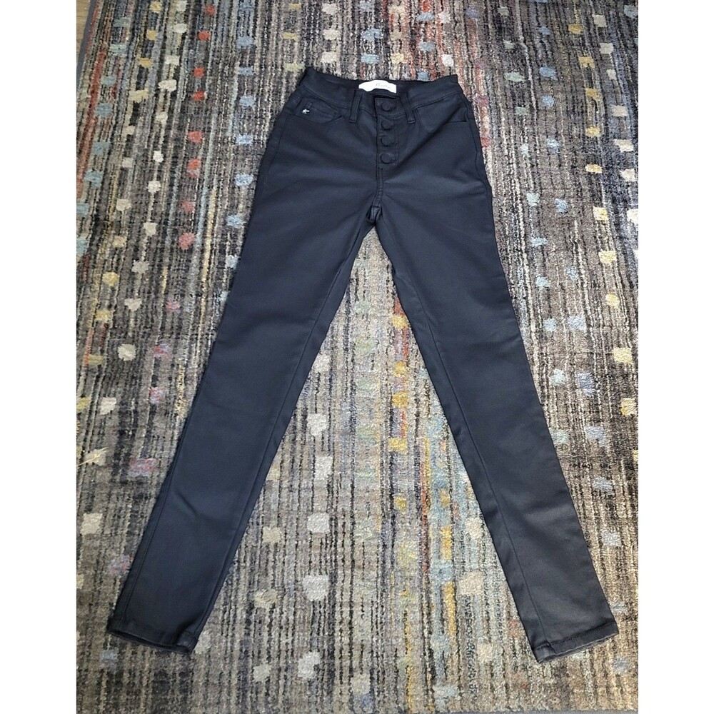 KanCan Indie Sleaze Midnight Black Button Fly Ankle Stretch Skinny Jeans 0/23